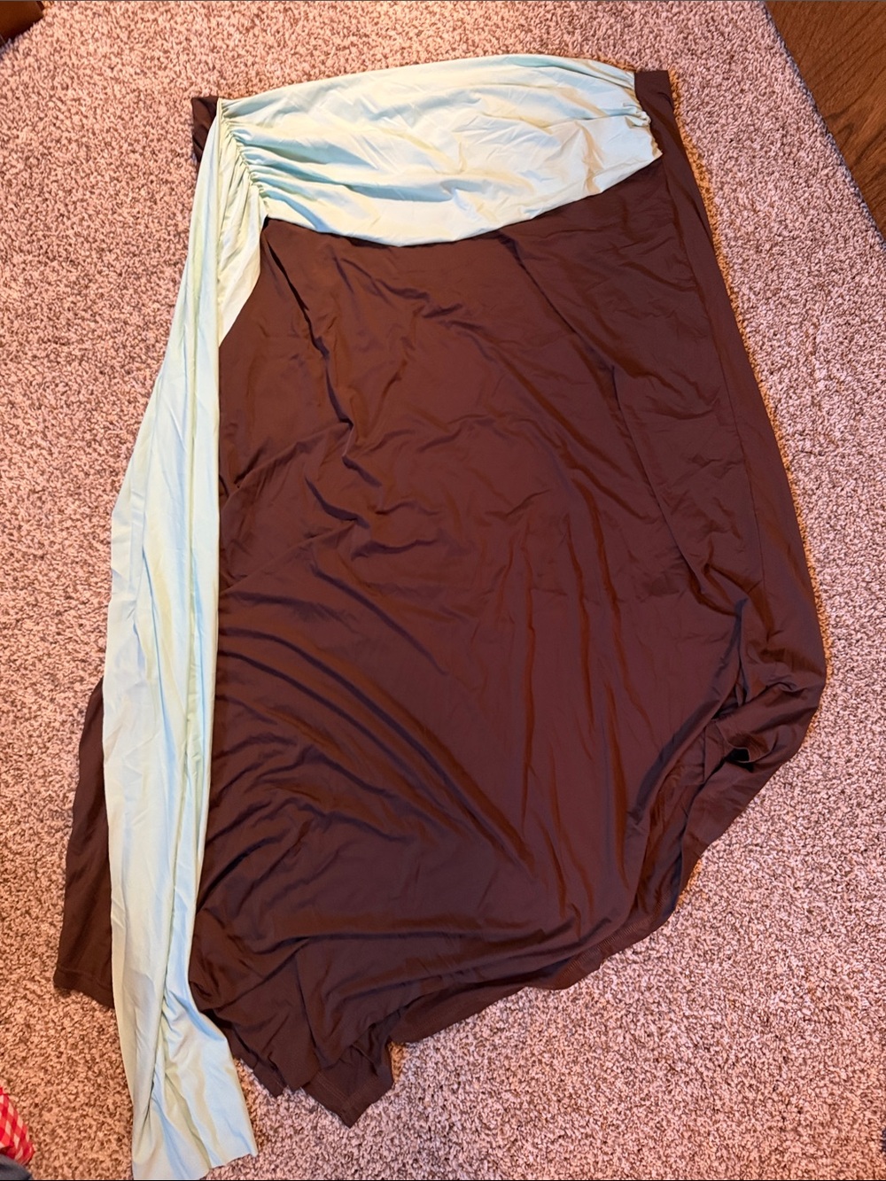 Fashion Nova Brown & Light Blue Two-Tone Maxi Skirt